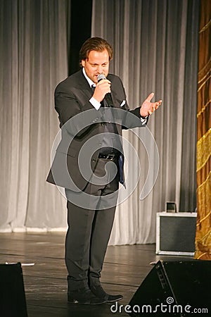 On stage singing Vasily Gerello G. â€” soviet and russian opera singer (baritone). Editorial Stock Photo